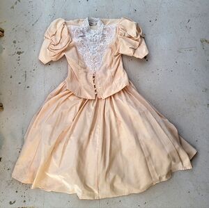 1980s Scott Mclintock Puff Sleeve 2 Piece Dress